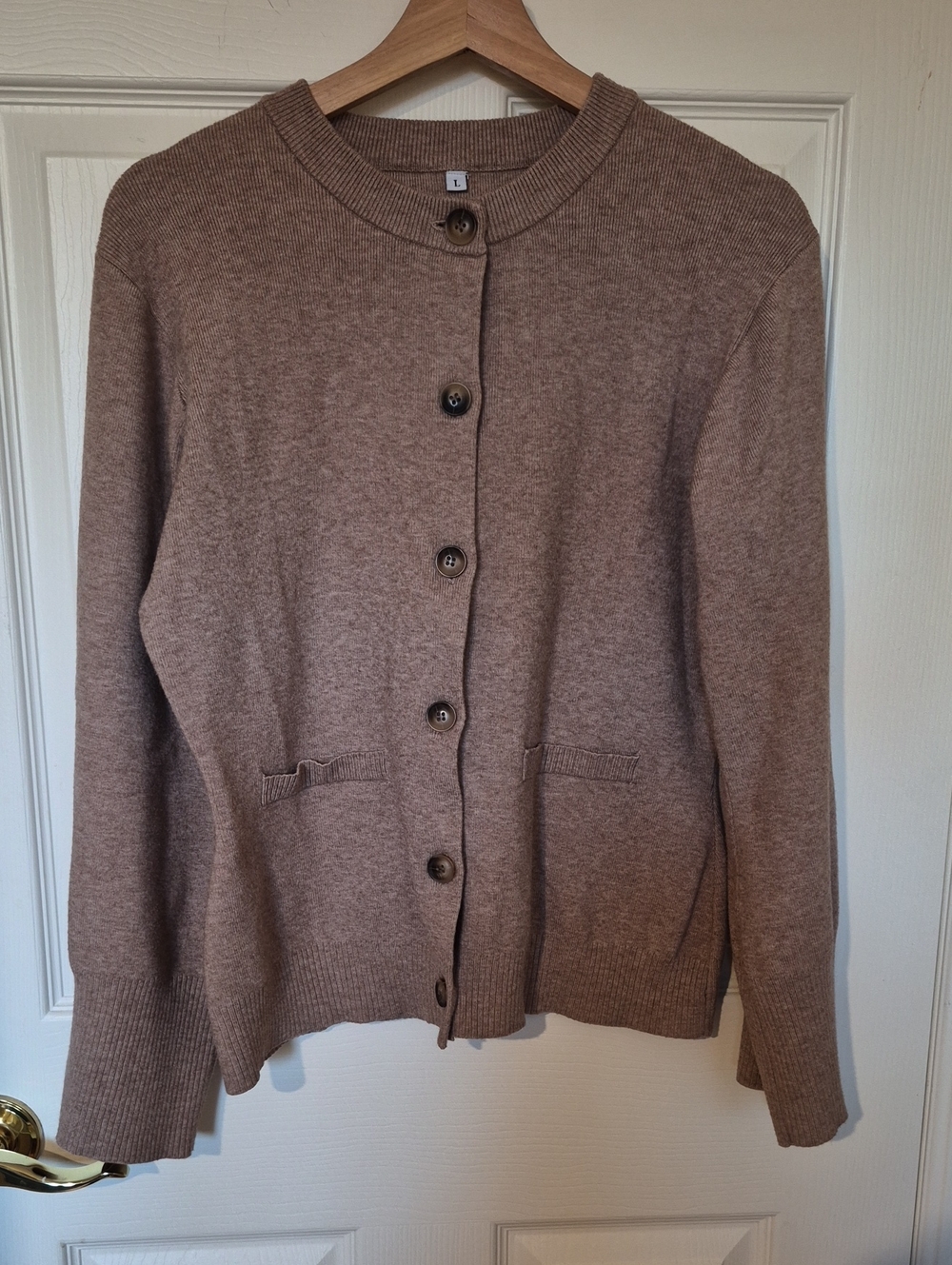 Classic Women's Brown Button-Front Cardigan Sweater